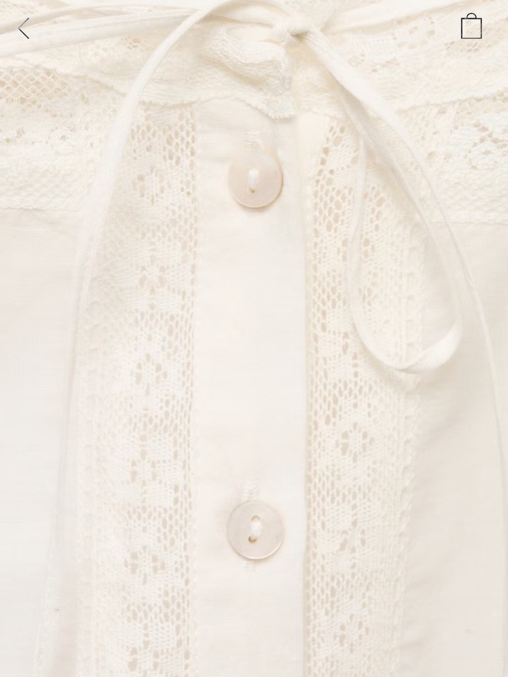 Mango NWT Cotton Lace Eyelet Scallop Delicate Cream Button Front Blouse Doen - Picture 5 of 12